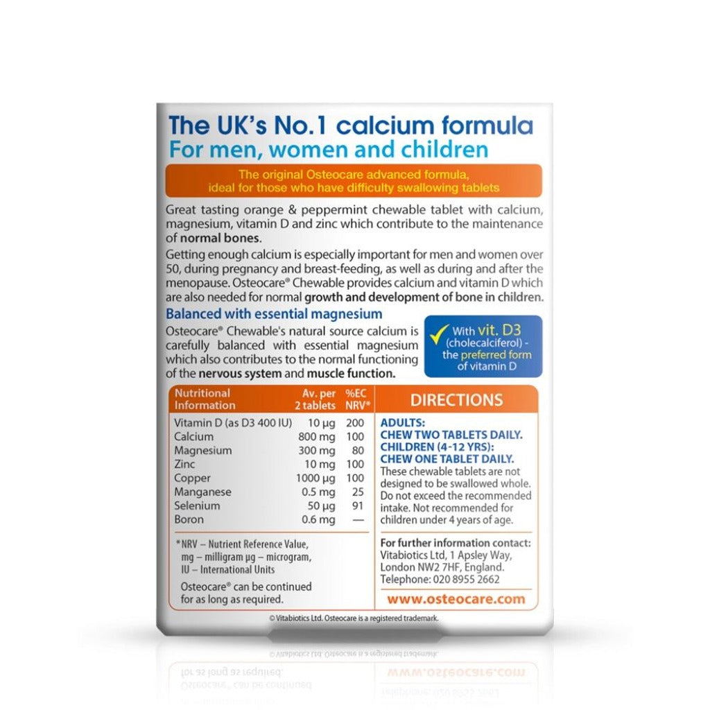 اوستيوكير كالسيوم مضغ 30 قرص - Osteocare Chewable 30 Tablets