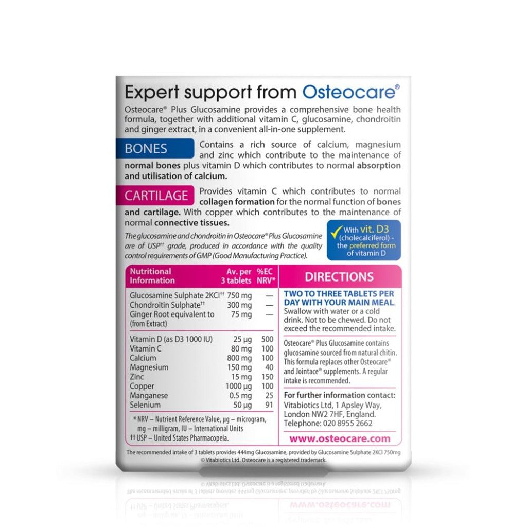 اوستيوكير بلس كالسيوم مع جلوكوزامين   60 قرص - Osteocare Plus Glucosamine & Chondroitin 60 Tablets