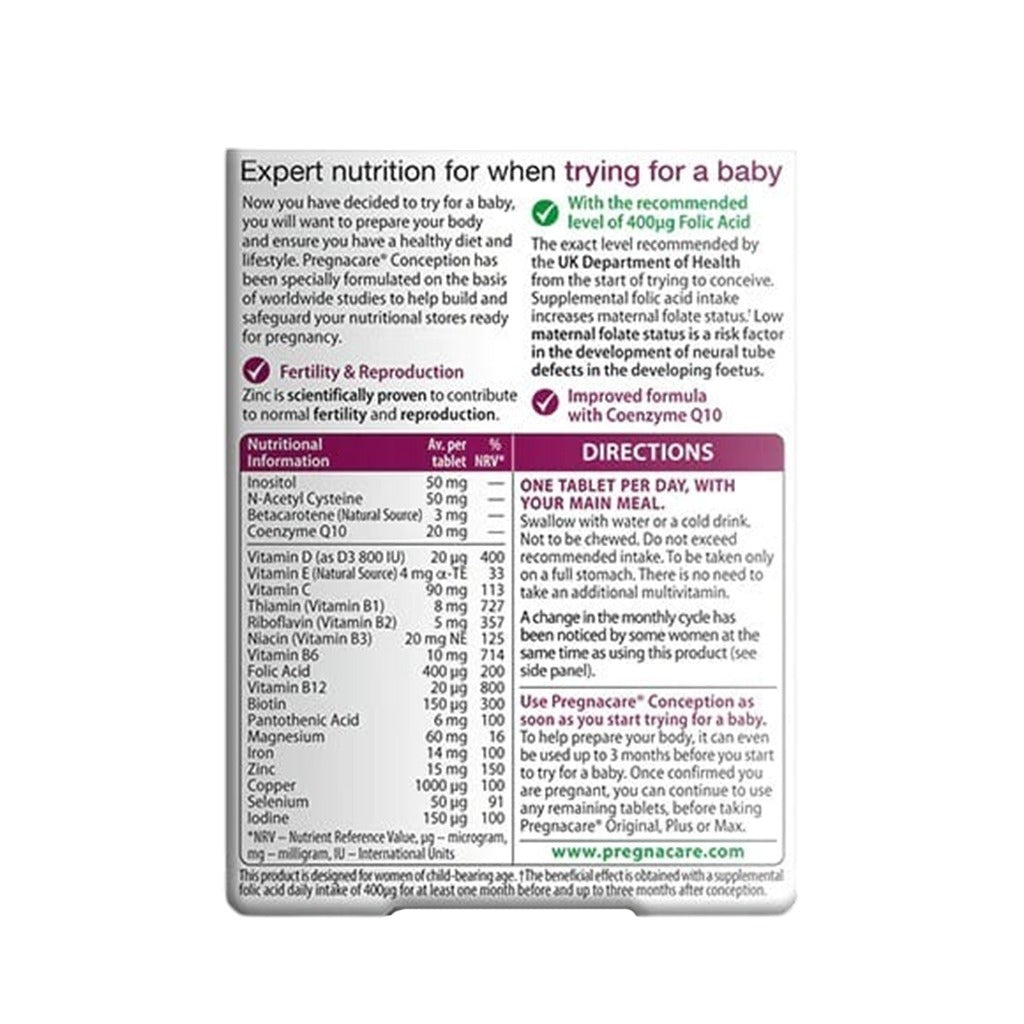بريجناكير كونسيبشن 30 قرص - Pregnacare Conception 30 Tablets