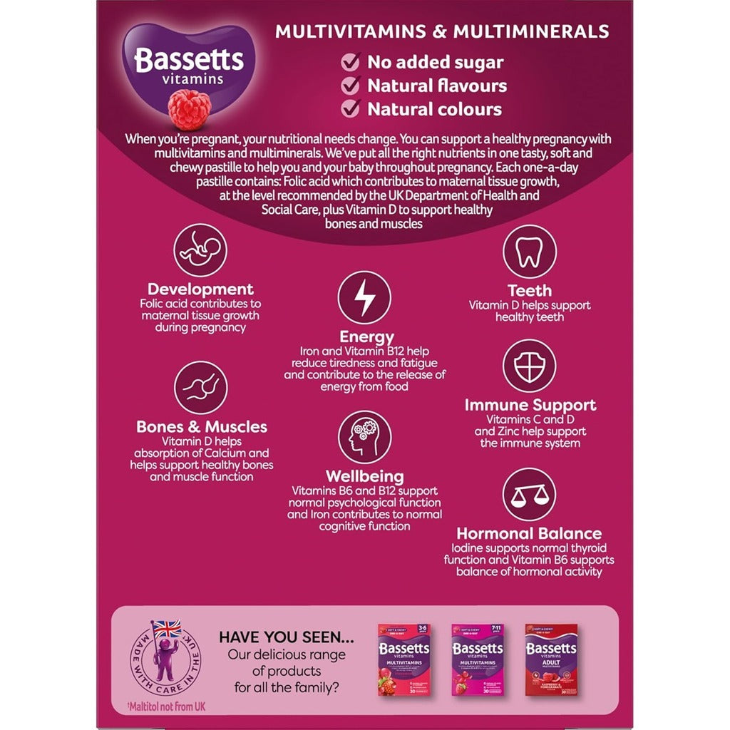 Bassetts Vitamins Pregnancy Omega-3 DHA, Multivitamins &amp; Multiminerals Pastilles 30's 