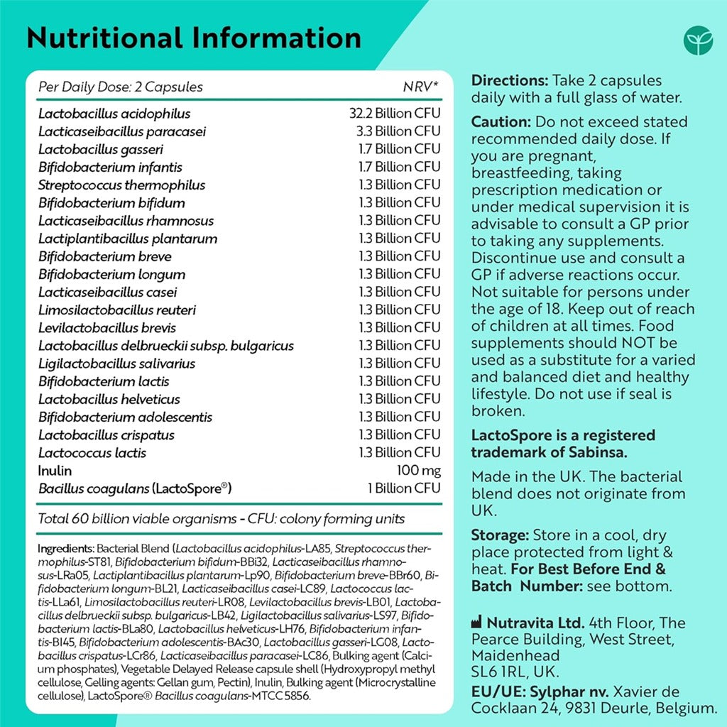 Nutravita Advanced Pro Bio Cultures With Lactospore Capsules 60's 