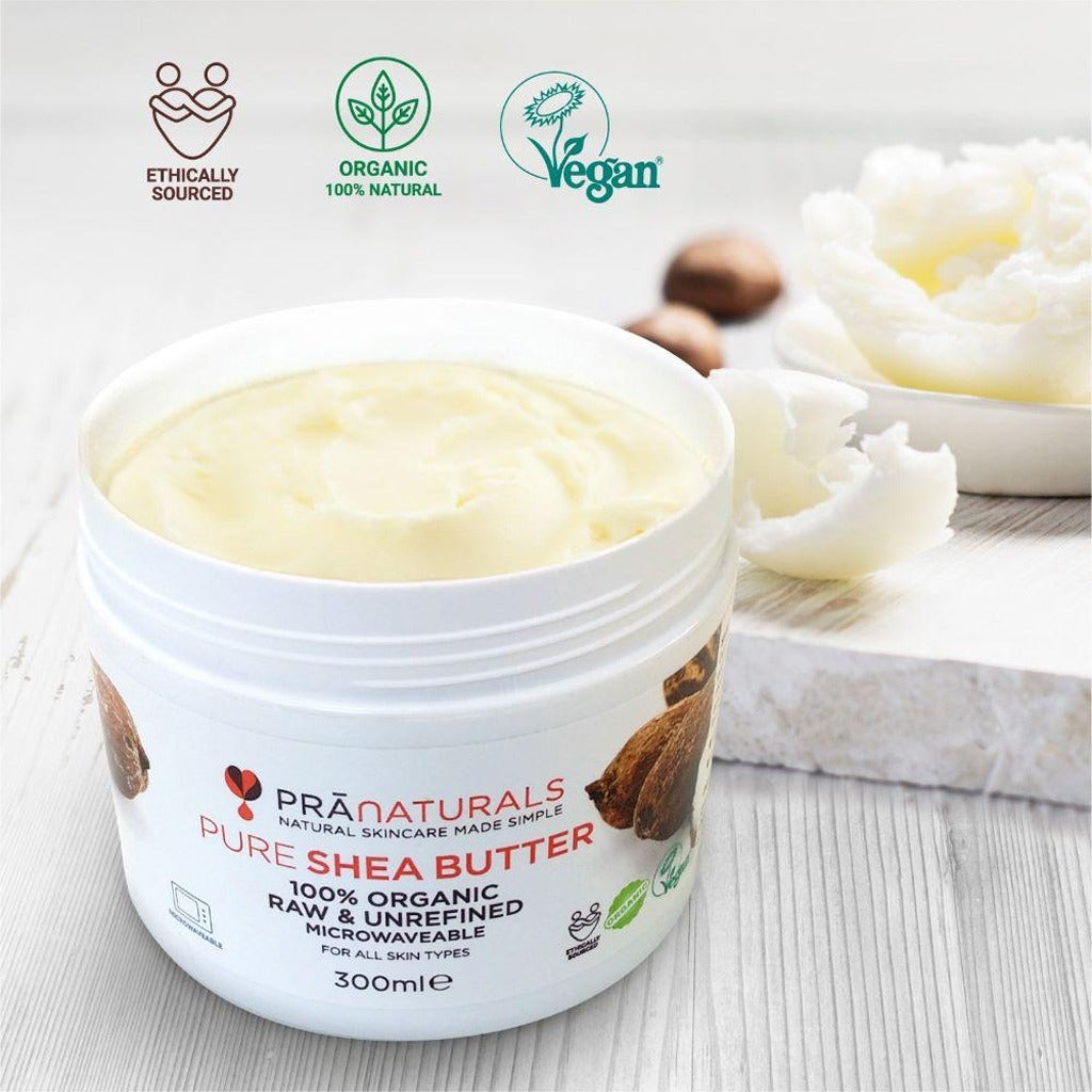 زبدة الشيا العضوية 100% من براناتشورالز 300 مل - PraNaturals Pure Shea Butter 100% Organic Raw & Unrefined 300ml