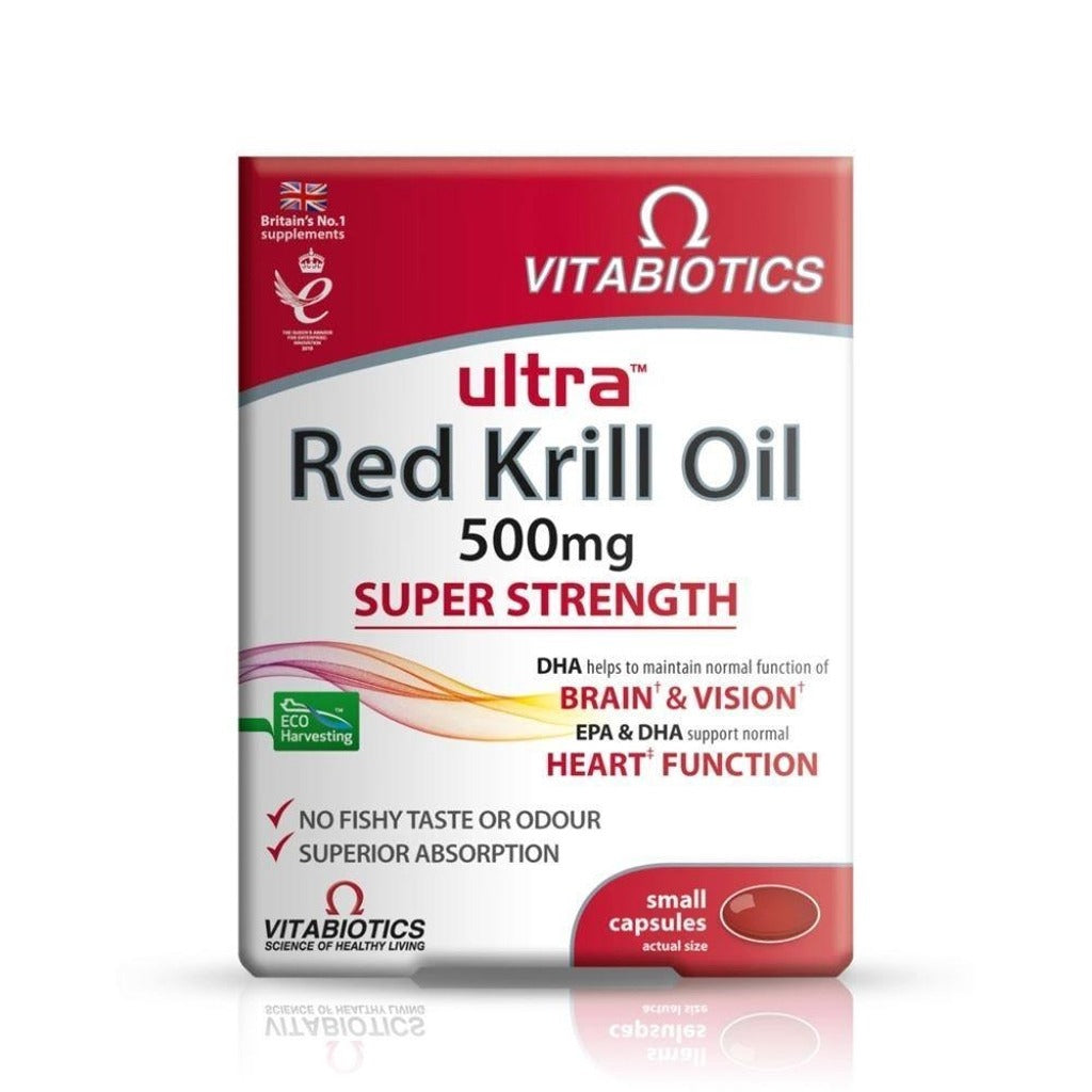 ألترا زيت الكريل الاحمر اوميجا 500 مجم 30 كبسولة - Ultra Red Krill Oil 500mg 30 Tablets