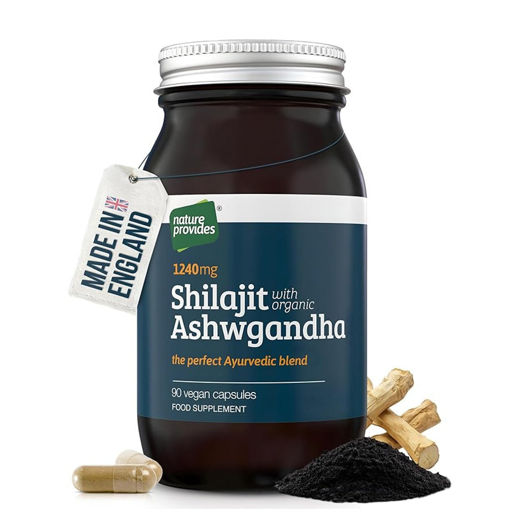 شيلاجيت مع الأشواجاندا العضوية 90 كبسولة - Nature Provides Ayurvedic Shilajit With Organic Ashwagandha 90 Capsules