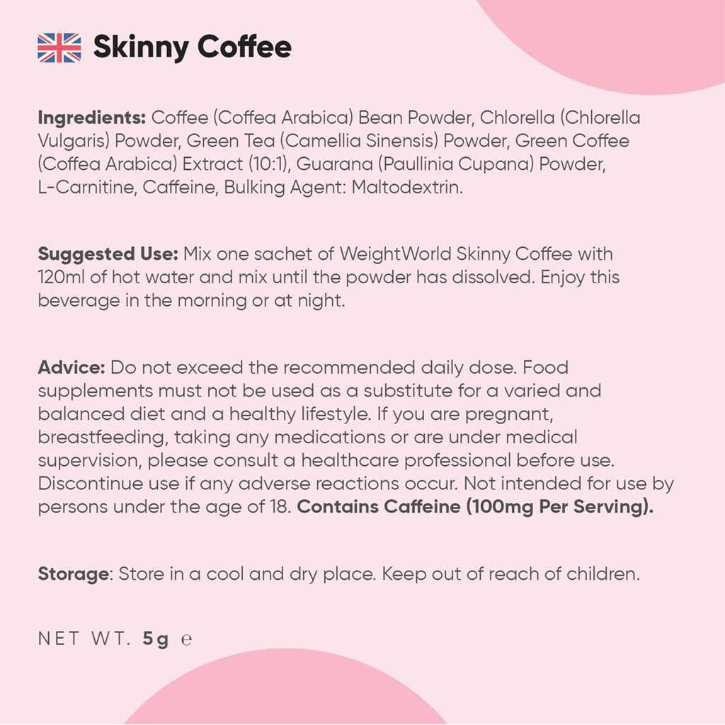 Skinny Coffee Instant Coffee 28 Days - Weight World Skinny Coffee Sachets 28's 