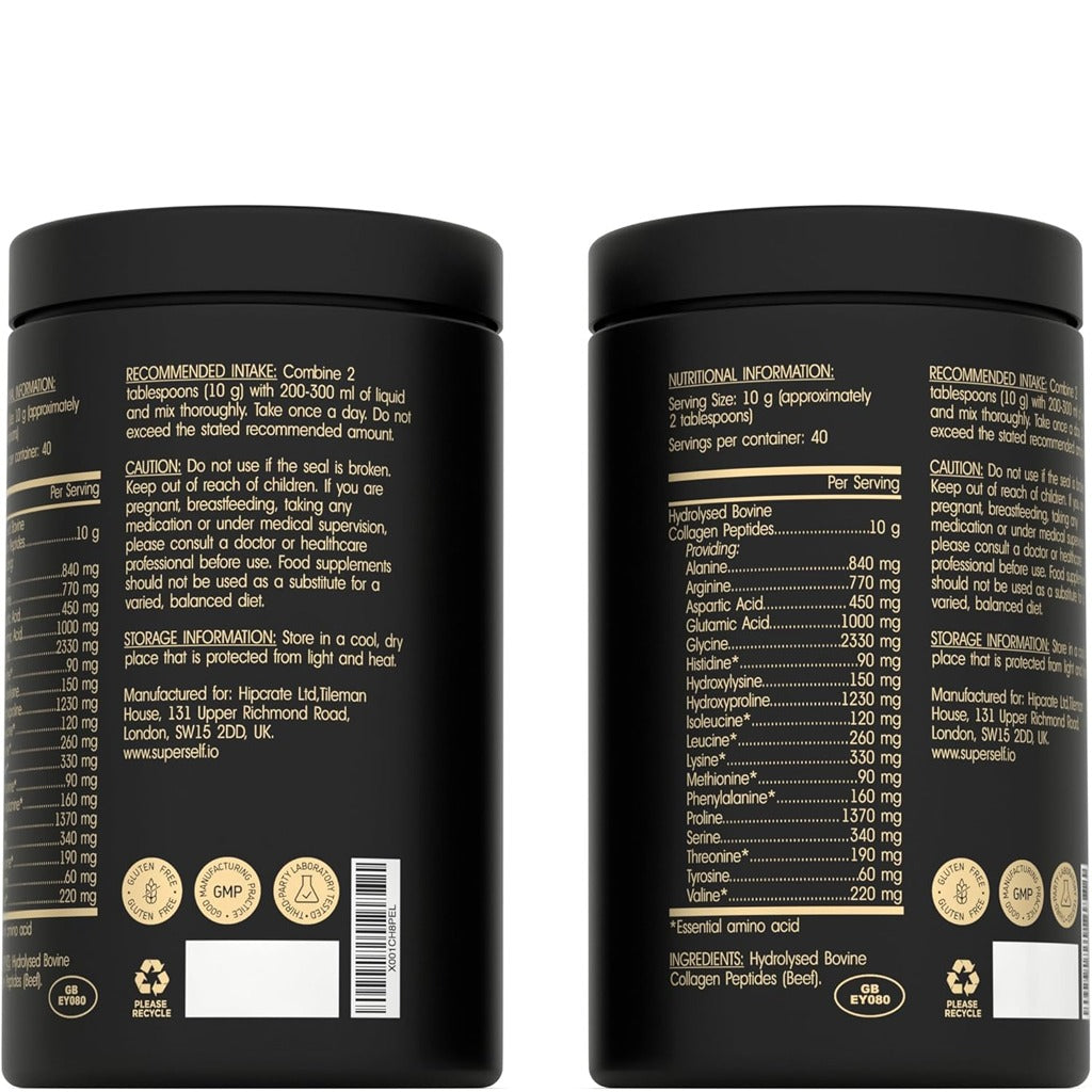 بيبتيدات الكولاجين البقري 400 جرام بودرة - SuperSelf Pure Bovine Collagen Peptides Powder 400g