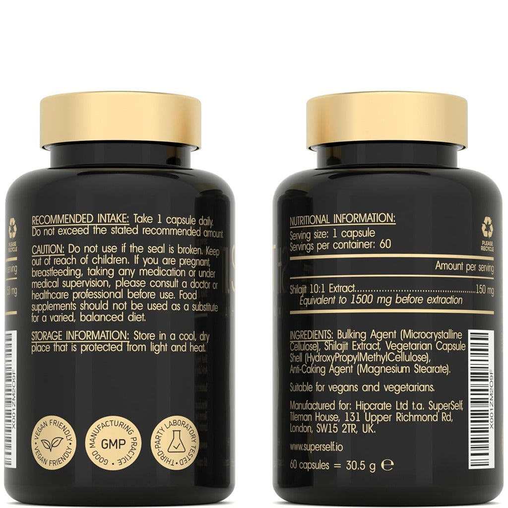 كبسولات شيلاجيت 1500 ملج 60 كبسولة - SuperSelf Shilajit 1500mg 60 Capsules
