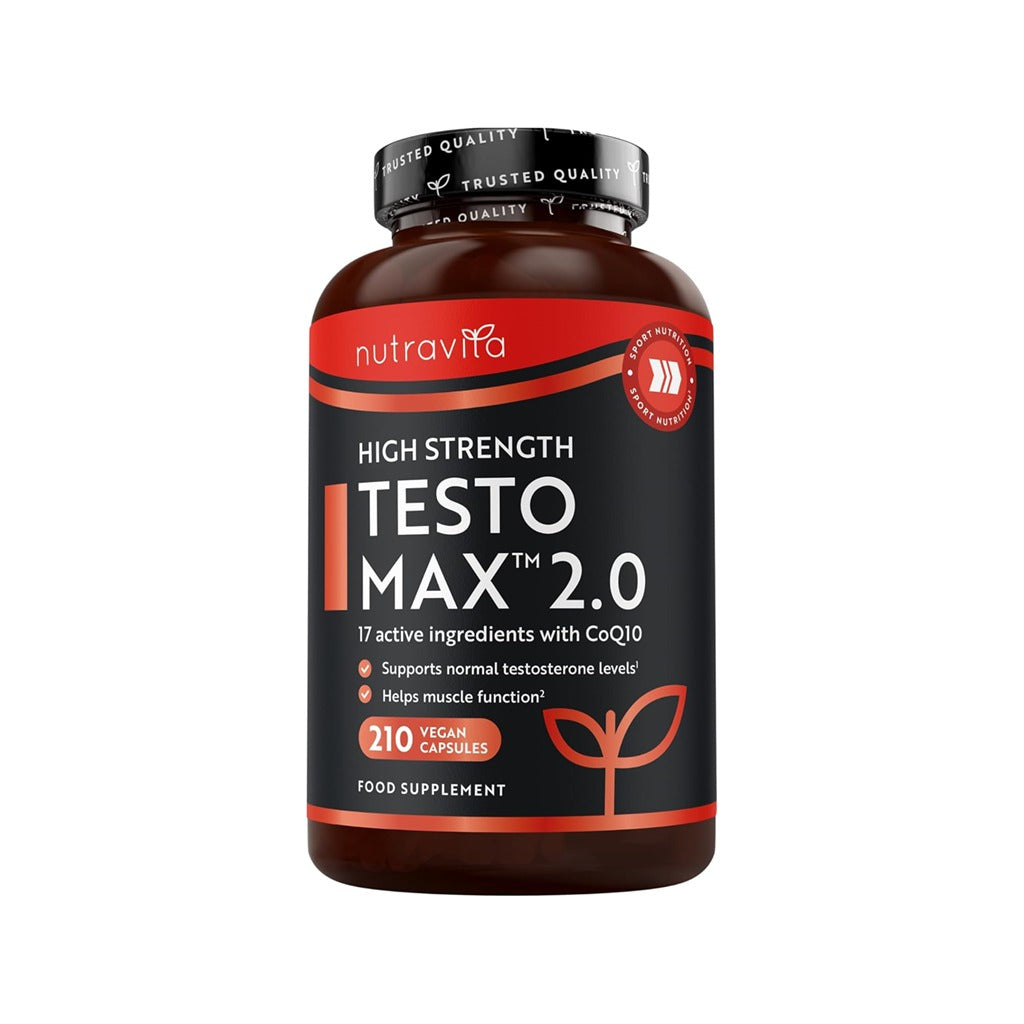 تستوماكس عالي القوة 210 كبسولة نباتية - Nutravita High Strength TESTOMAX 2.0 with CoQ10 210 Vegan Capsules