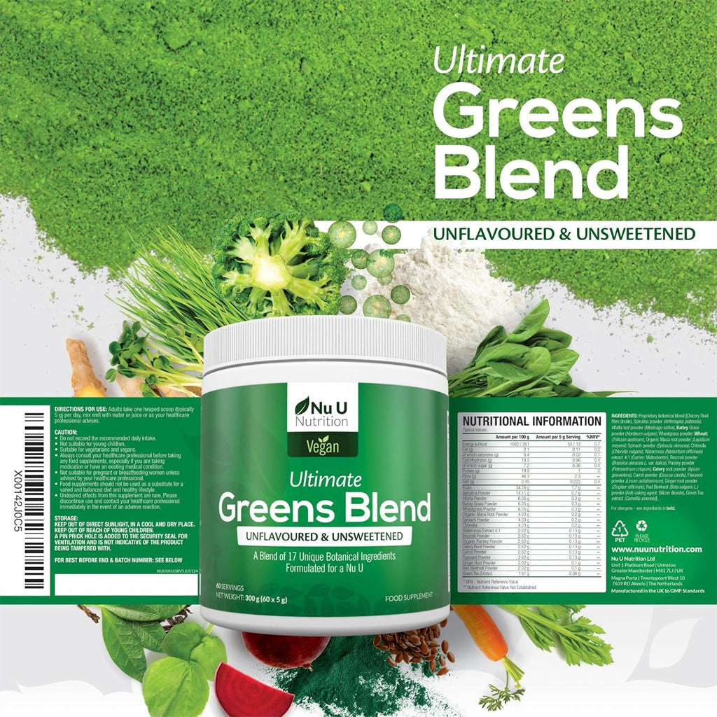 Nu U Vegan Greens Blend Powder 300g