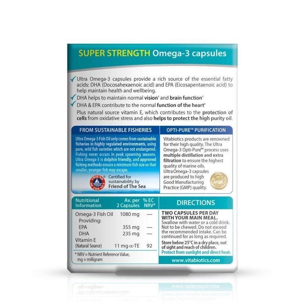 ألترا اوميجا 3 زيت سمك عالي النقاء 60 كبسولة - Ultra Omega 3 Fish Oil 60 Tablets