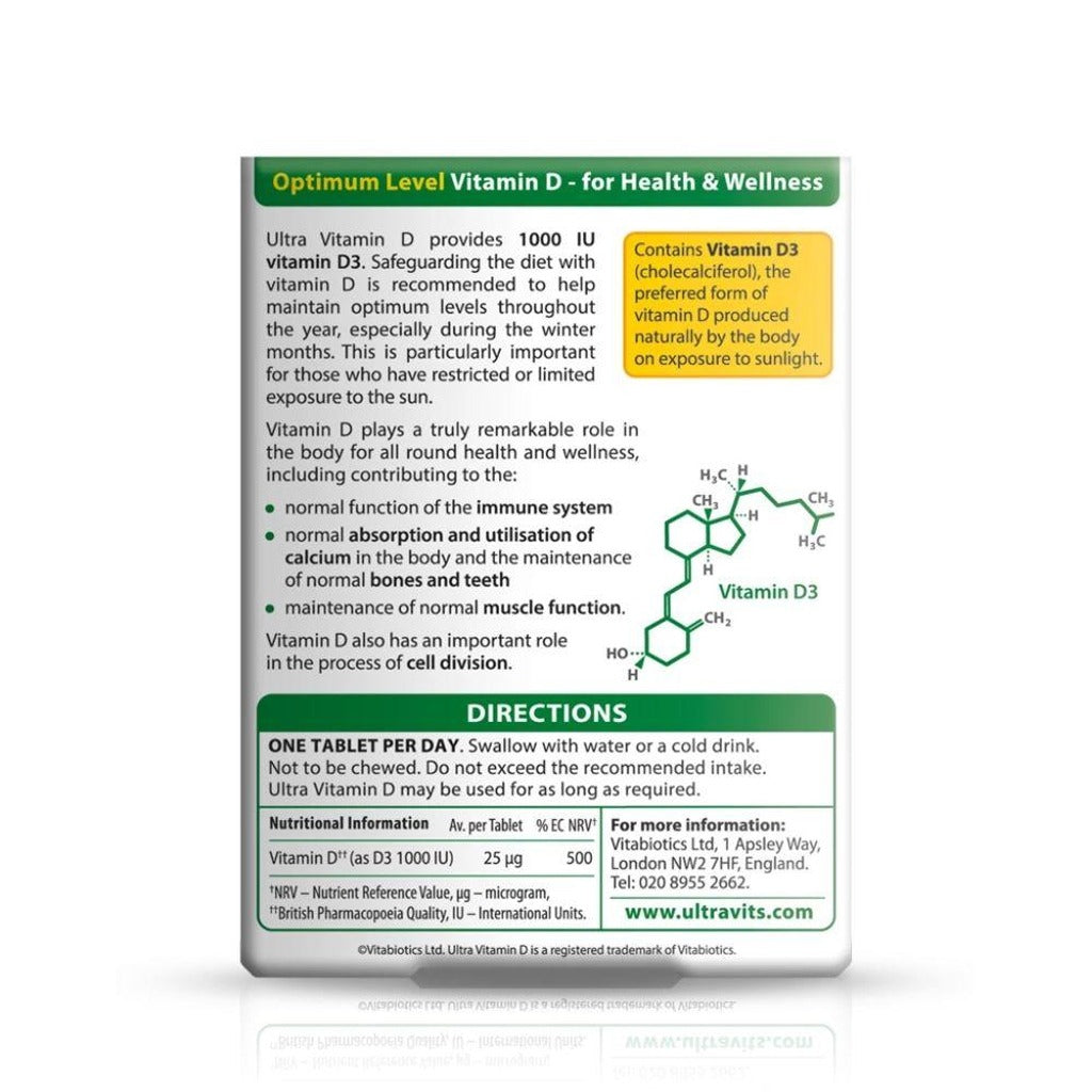 ألترا فيتامين د 1000 وحدة دولية 96 قرص - Ultra Vitamin D 1000 IU 96 Tablets