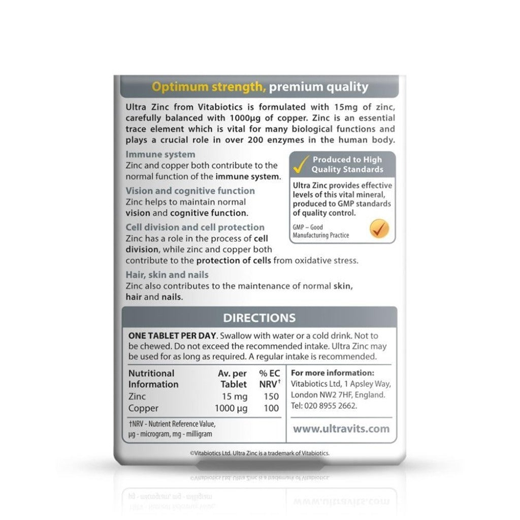 ألترا زنك 15 مجم مع نحاس 60 قرص - Ultra Zinc with Copper 60 Tablets