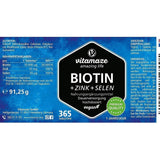 بيوتين 10000 ميكروجرام مع زنك وسيلينيوم 365 قرص - Vitamaze Biotin 10000mcg 365 Tablets