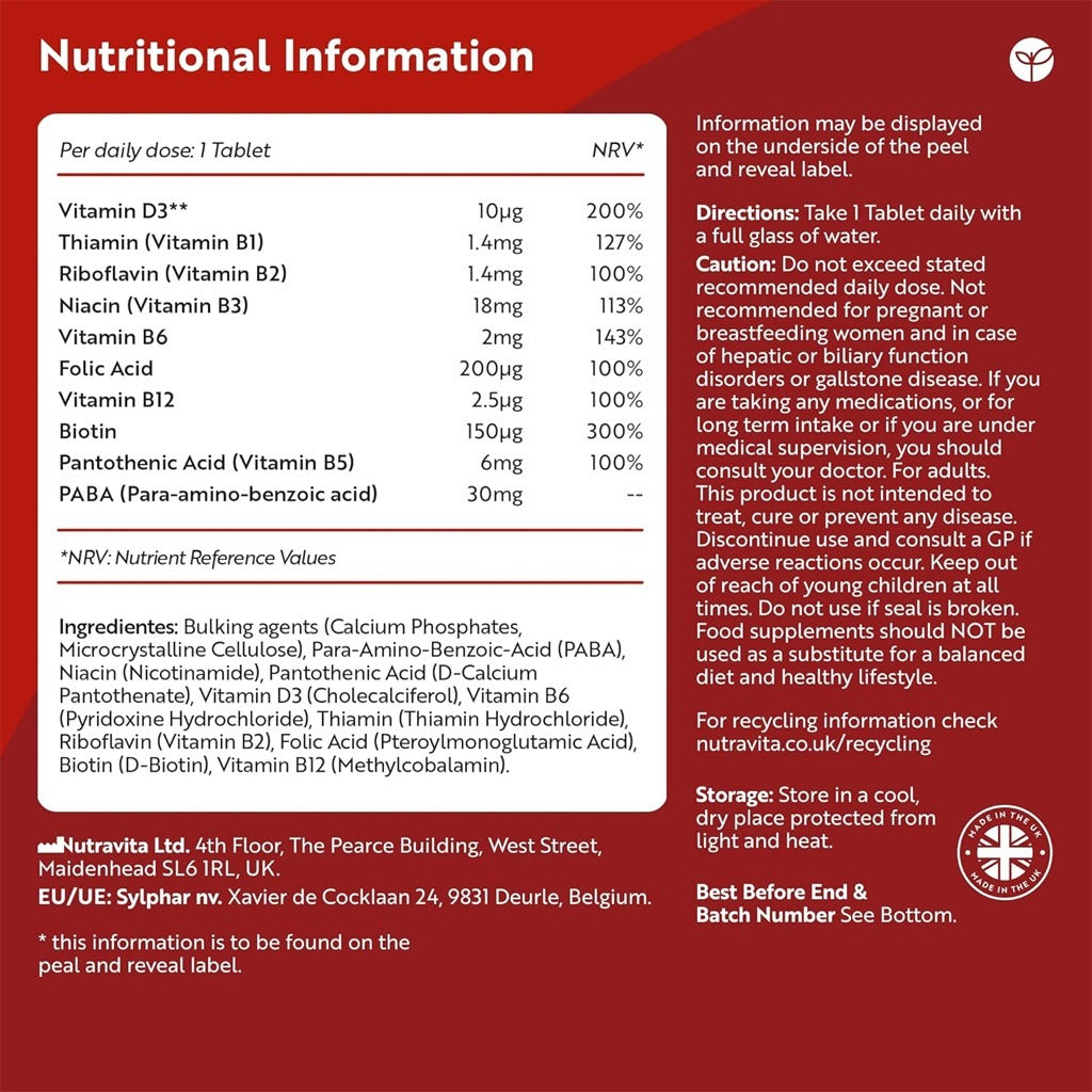 فيتامين ب مركب مع فيتامين د 365 قرص - Nutravita Vitamin B Complex With Vitamin D3 365 Tablets