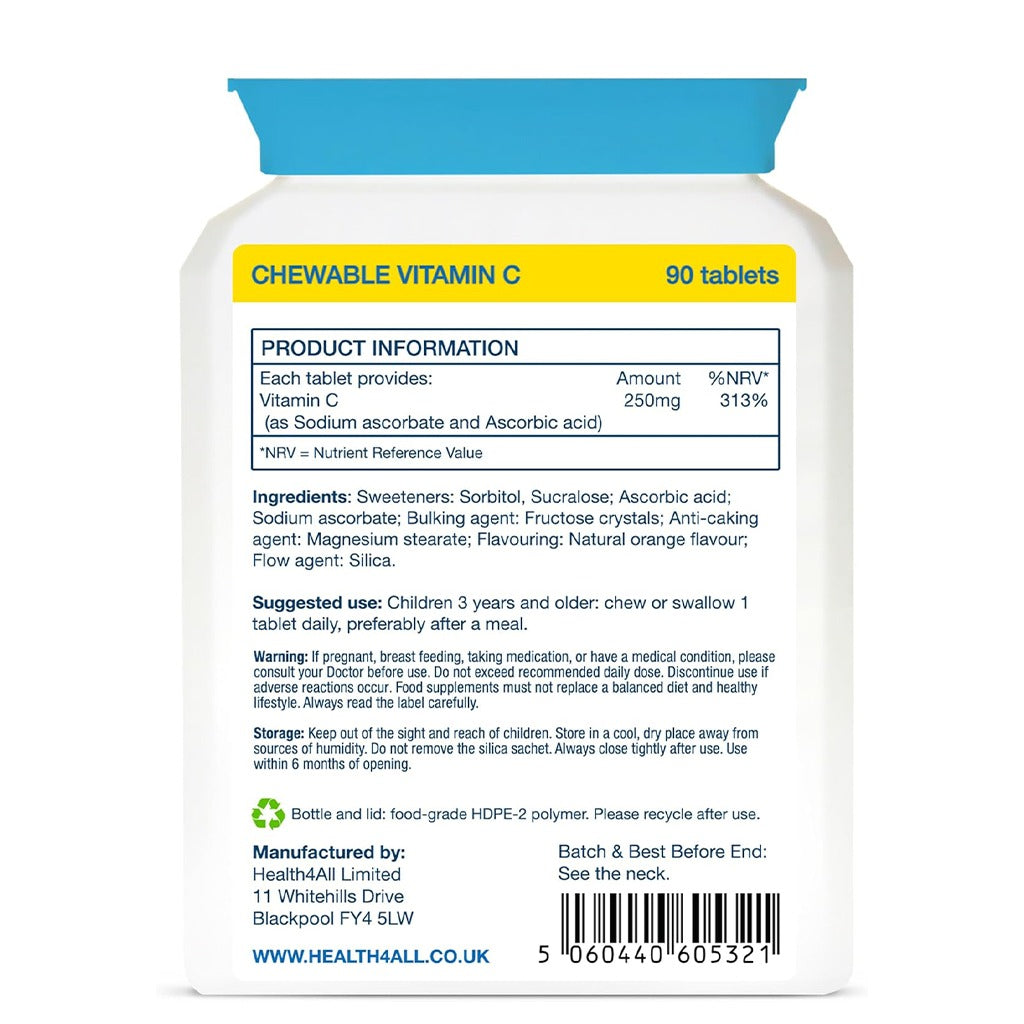 فيتامين سي للاطفال 90 قرص مضغ -  Health4All Kids Vitamin C 250mg 90 Chewable Tablets
