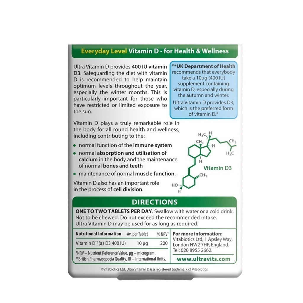 ألترا فيتامين د 400 وحدة دولية 96 قرص - Ultra Vitamin D 400 IU 96 Tablets