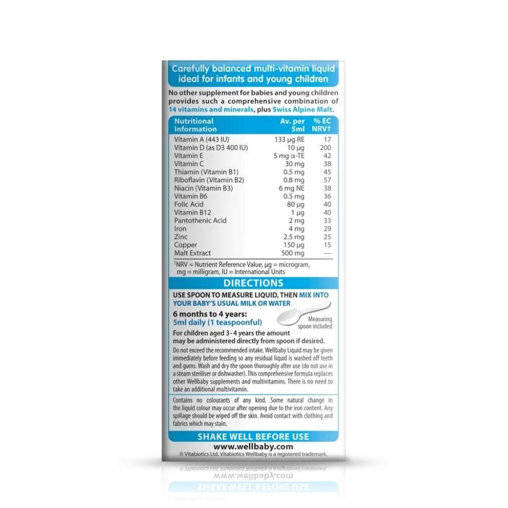 ويل بيبي فيتامينات للاطفال و الرضع شراب 150 مل - WellBaby MultiVitamin Liquid 150ml