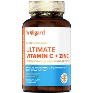 كبسولات فيتامين سي مع الزنك 180 كبسولة - Wellgard Vegan Vitamin C and Zinc Capsules 180’s