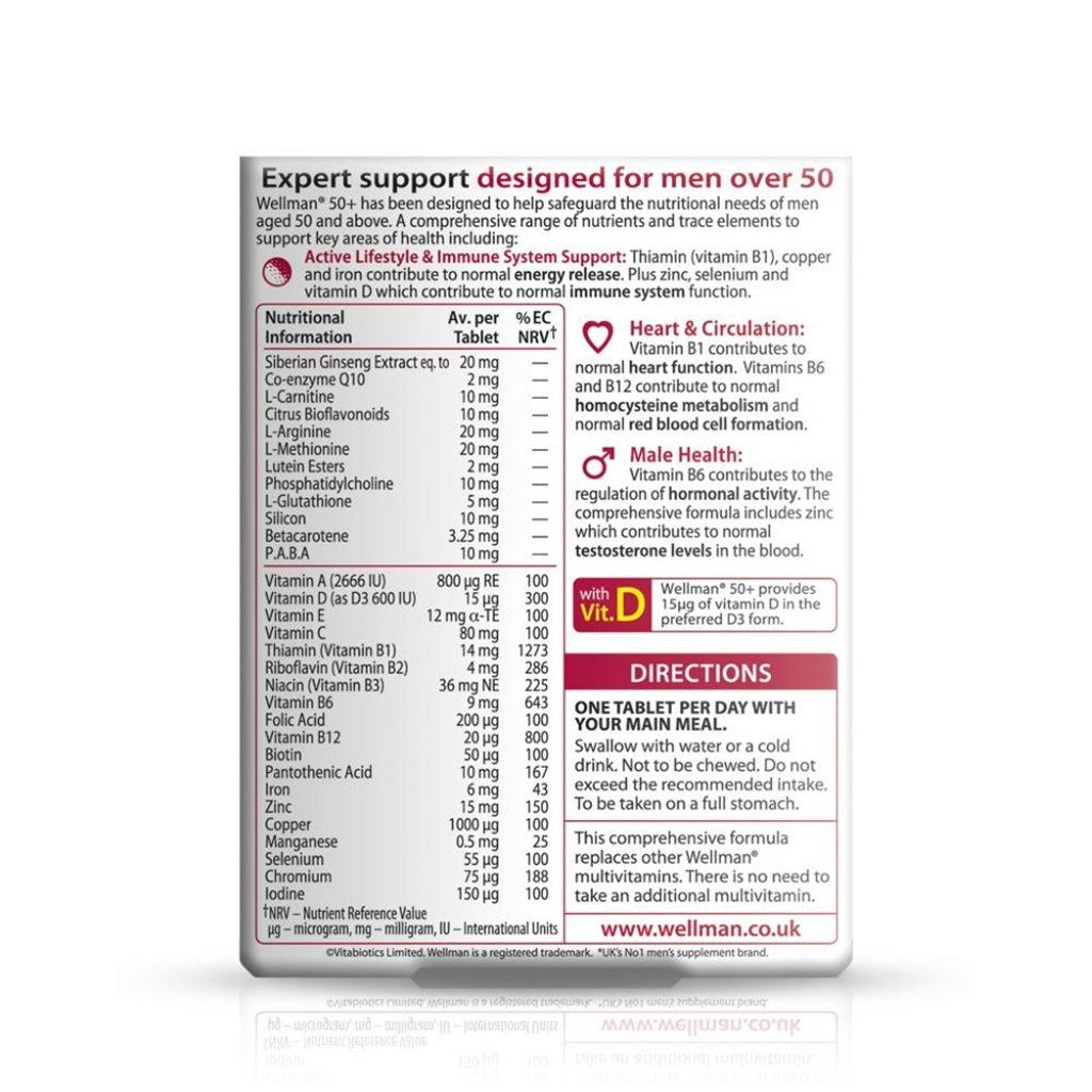 ويلمان 50+ فيتامينات للرجال فوق الخمسين 30 قرص - Wellman 50+ 30 Tablets