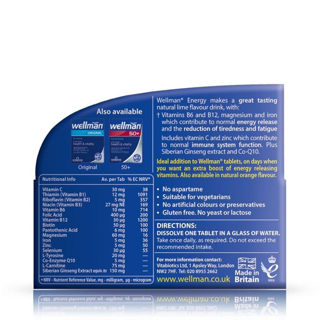 ويلمان اينيرجي فوار فيتامينات للرجال 10 اقراص - Wellman Energy Effervescent 10 Tablets