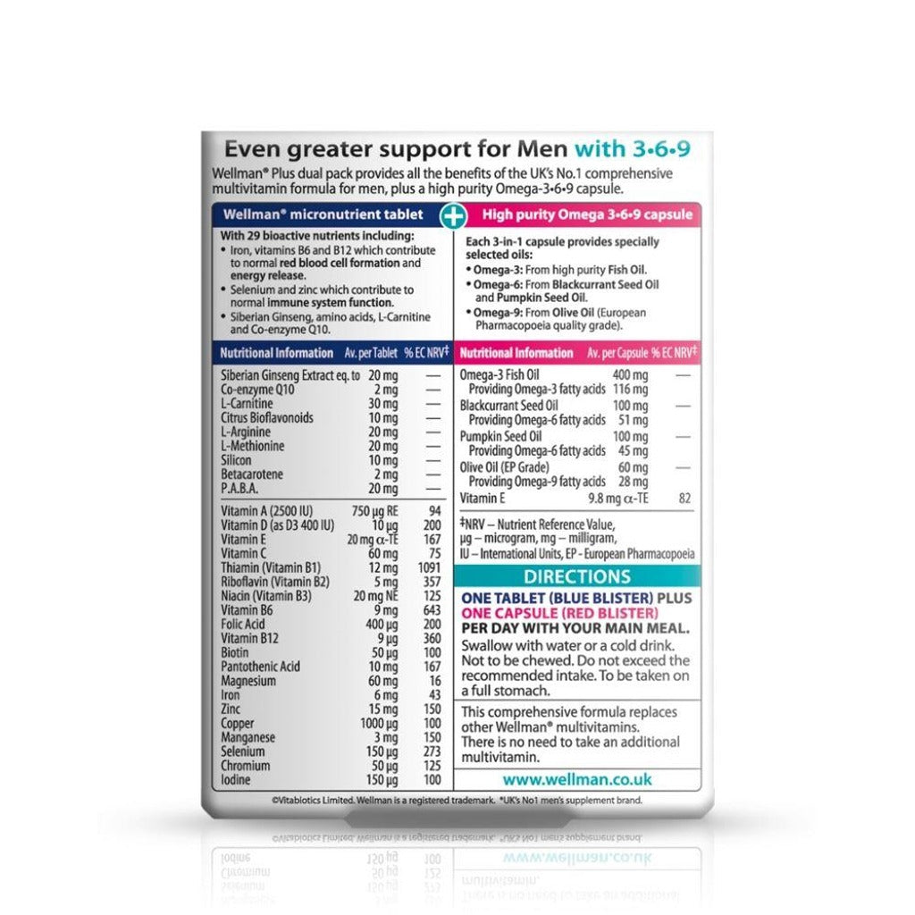 ويلمان بلس فيتامينات للرجال مع اوميجا 56 قرص - Wellman Plus 56 Tablets