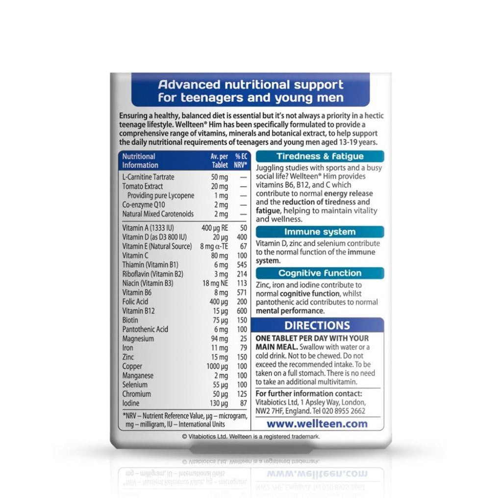 ويل تين هيم فيتامينات للطلبة 30 قرص - Wellteen Him 30 Tablets