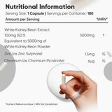 White Kidney Bean 5000 mg 180 Vegan Capsules - Weight World White Kidney Bean 5000 mg 180 Vegan Capsules