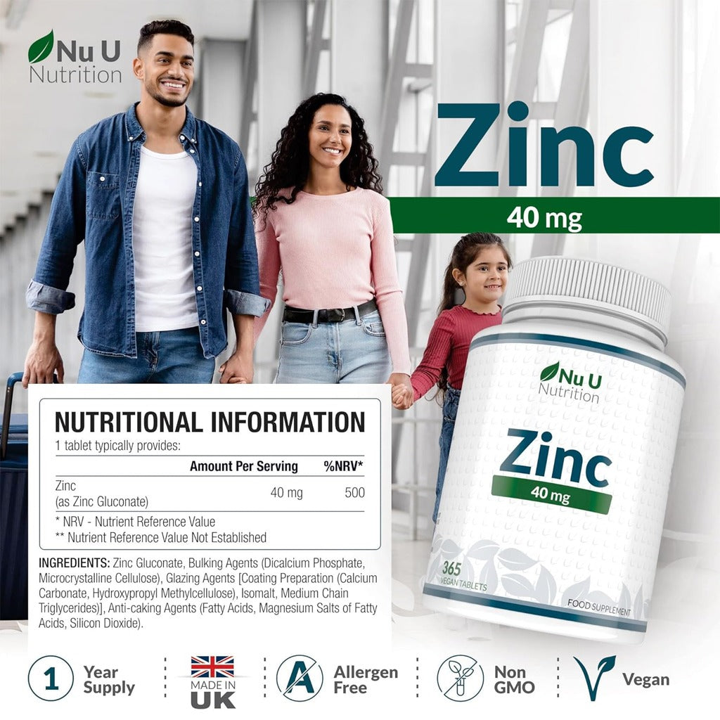 زنك 40 مجم 365 قرص - Nu U Zinc 40mg 365 Tablets