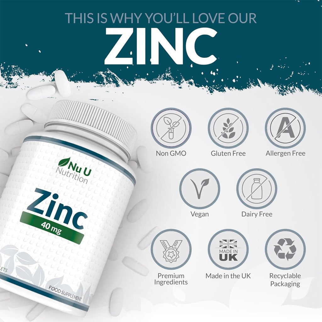 زنك 40 مجم 365 قرص - Nu U Zinc 40mg 365 Tablets