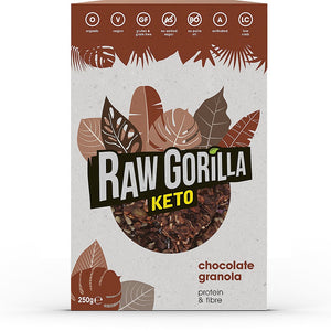 حبوب جرانولا عضوية بنكهة الشوكولاتة مناسبة لنظام الكيتو 250 جم - Raw Gorilla Organic Keto Chocolate Granola 250g - Herbanta -  تسوق الان بأفضل سعر في السعودية