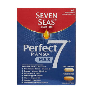 سفن سيز بيرفكت 7 فيتامينات للرجال فوق الخمسين 60 قرص - Seven Seas Perfect 7 Man 50+ Max 60's - Herbanta -  تسوق الان بأفضل سعر في السعودية