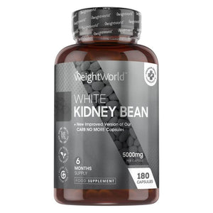 White Kidney Bean 5000 mg 180 Vegan Capsules - Weight World White Kidney Bean 5000 mg 180 Vegan Capsules