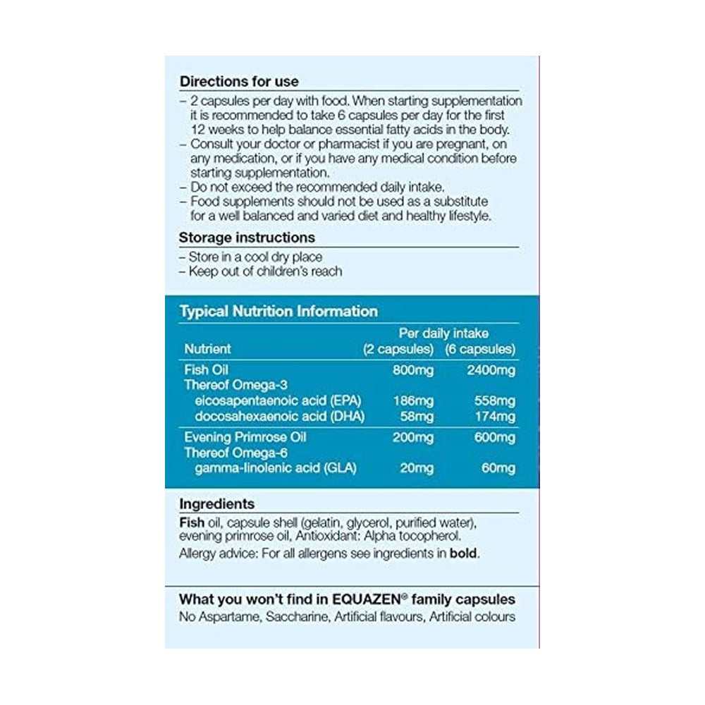 أوميجا 3 وأوميجا 6 للكبار والأطفال 60 كبسولة - Equazen Family Capsules 60's - Herbanta -  تسوق الان بأفضل سعر في السعودية