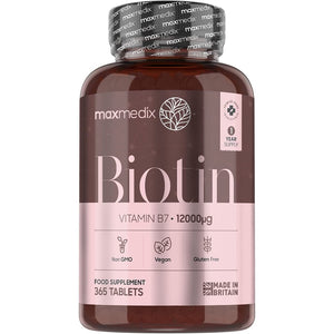 بيوتين  12000 ميكروجرام 365 قرص- Maxmedix Biotin 12000 mcg Tablets  365’s - Herbanta -  تسوق الان بأفضل سعر في السعودية