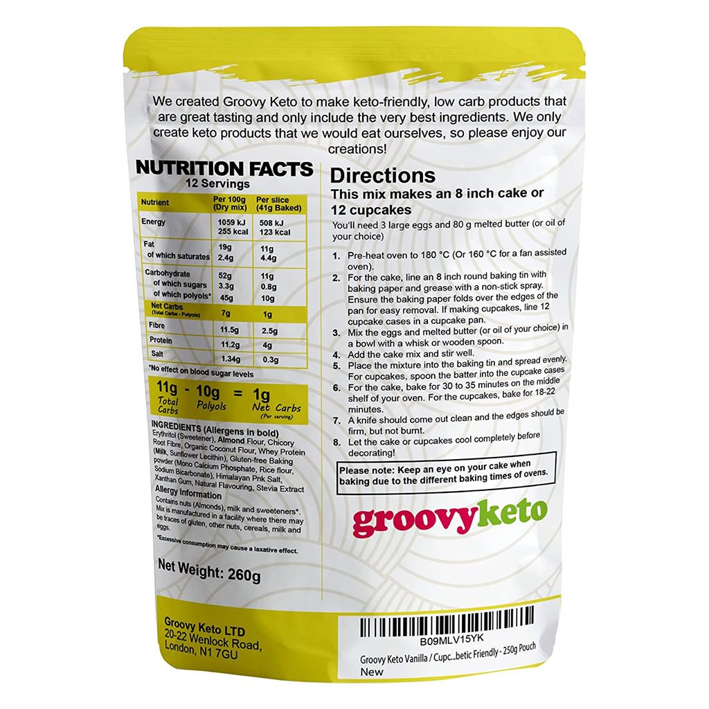Groovy Keto Vanilla Cake Low Carb Baking Mix 260 gm