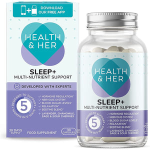 هيلث آند هير سليب+ فيتامينات للنساء 30 كبسولة - Health & Her Sleep+ Multi-Nutrient Support for Women 30 Capsules