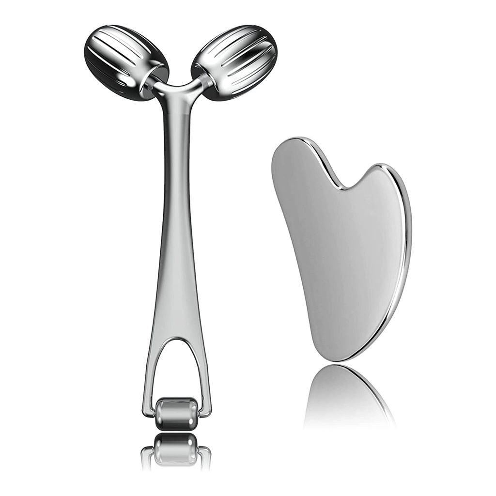 أداة تدليك الوجه المعدنية - Yeamon Metal Face Roller Gua Sha Massage Tool