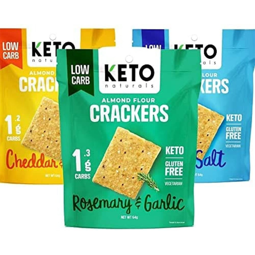 مقرمشات كيتو بدقيق اللوز 3 عبوات * 64 جرام - Keto Almond Flour Crackers 3*64g