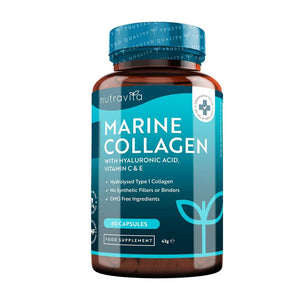 كبسولات الكولاجين البحري 1000 ملج مع حمض الهيالورونيك - Nutravita Marine Collagen 1000 mg Capsules With Hyaluronic Acid