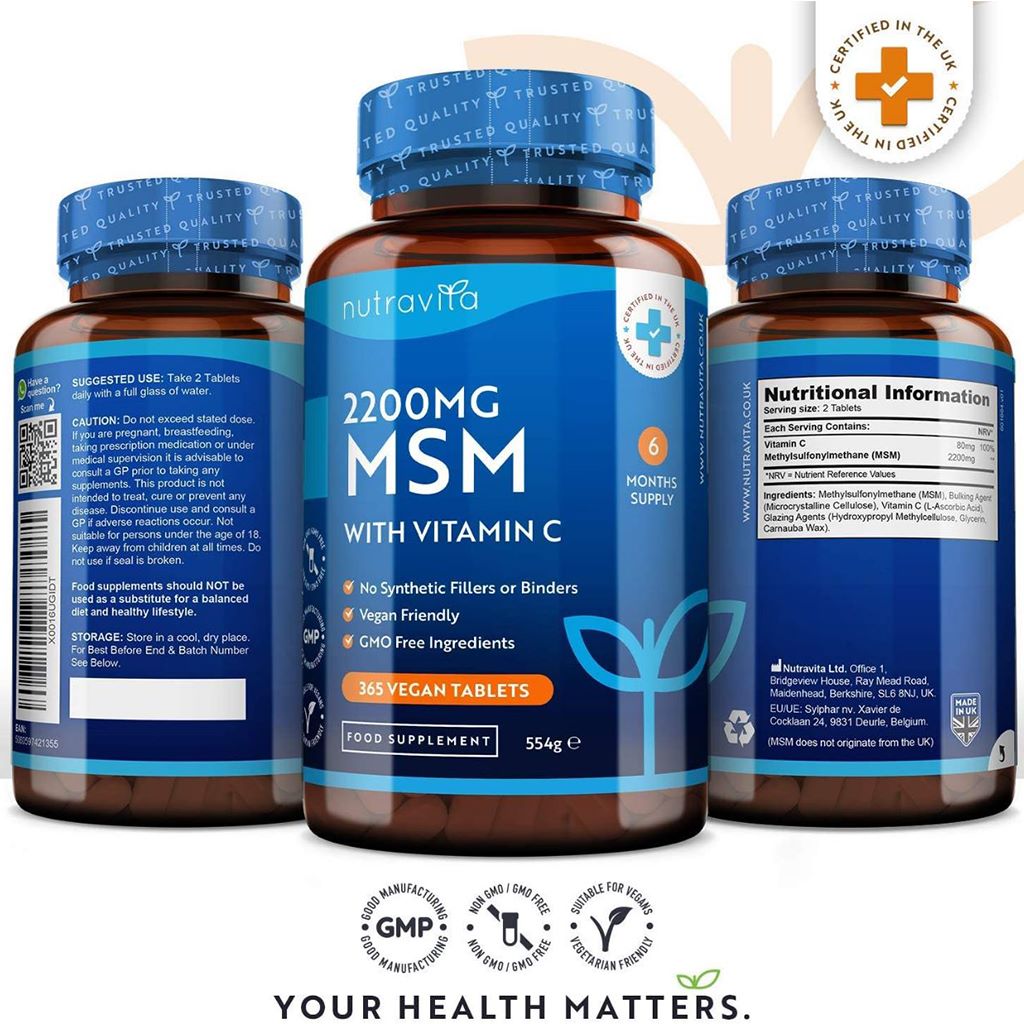 إم إس إم 2200 ملج 365 أقراص - Nutravita MSM 2200mg 365 Tablets