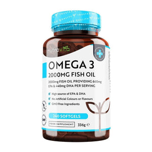 أوميجا 3 زيت السمك 2000 مجم 240 كبسولة - Nutravita Omega 3 Fish Oil 2000 mg Softgels 240's