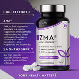 زنك مغنيسيوم أسبارتات لدعم العضلات 120 كبسولة نباتية - Nutravita ZMA (Zinc Magnesium Aspartate) 120 Vegan Capsules