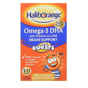 هاليبورانج اوميجا 3 كبسولات مضغ بطعم البرتقال 45 كبسولة -  Haliborange Omega-3 DHA Brain Support Bursts Chewable Capsules 45's