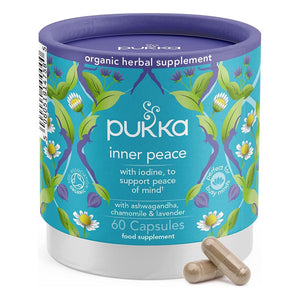 Organic Ashwagandha With Chamomile &amp; Lavender 60 Capsules - Pukka Inner Peace Organic Herbal Supplement 60 Capsules