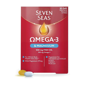 سفن سيز اوميجا 3 و 375 مجم مغنيسيوم 60 كبسولة - Seven Seas Omega 3 & 375 mg Magnesium 60's