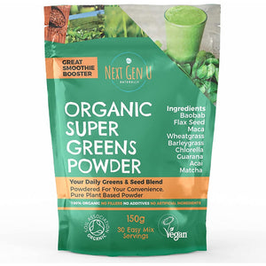 باودر سوبر جرين العضوي 150 جم - Next Gen U Organic Super Greens Powder 150g - Herbanta -  تسوق الان بأفضل سعر في السعودية