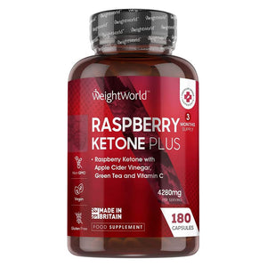 كبسولات راسبري كيتون بلس 4280 مجم 180 كبسولة - Weight World Raspberry Ketone Plus 4280 mg Capsules 180's