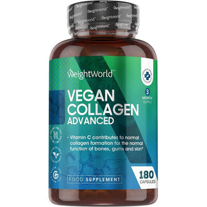 كولاجين نباتي مدعم بالهيالورونيك أسيد 180 كبسولة - Weight World Vegan Collagen Advanced Capsules 180's